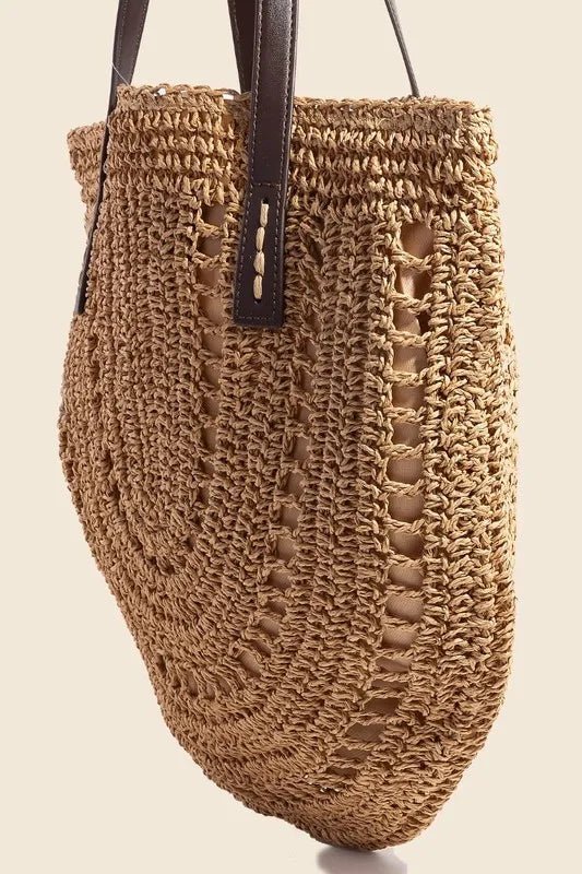 Fame Straw Braided Rounded Tote Bag - BlissfulBody.Boutique
