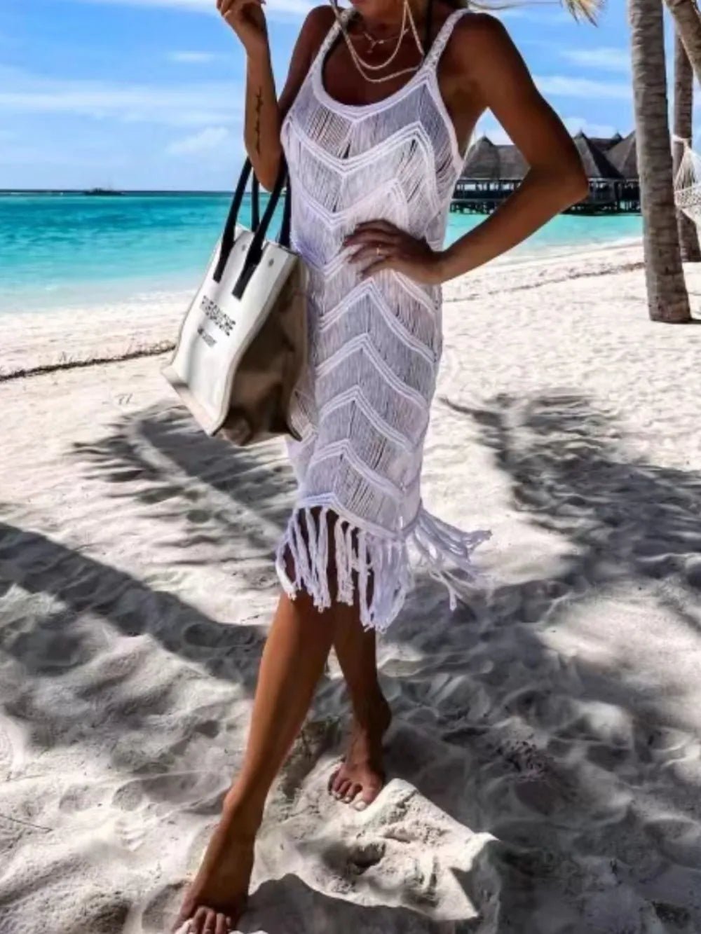 Fringe Scoop Neck Cover - Up - BlissfulBody.Boutique