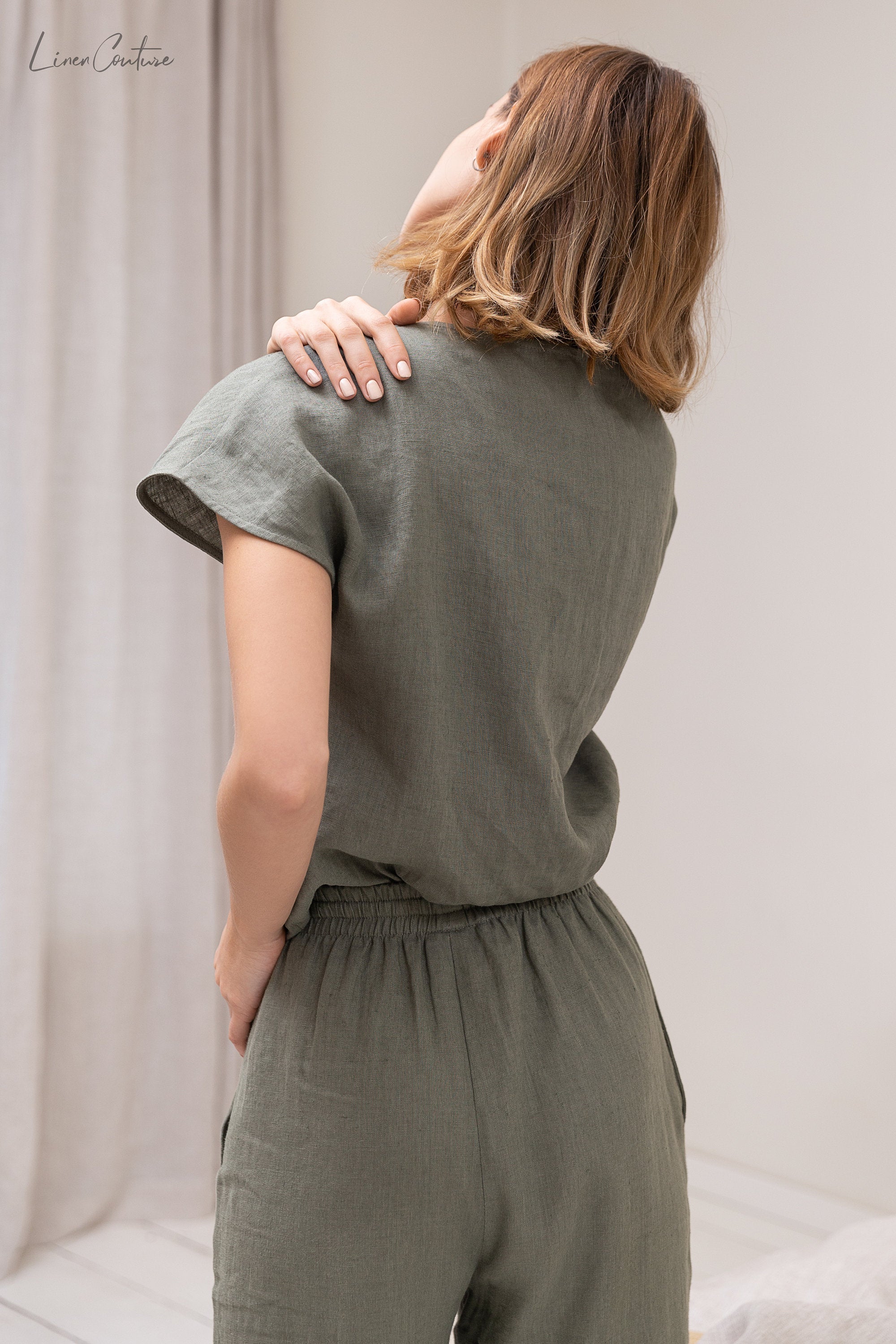 Safari Green Linen Lounge Set