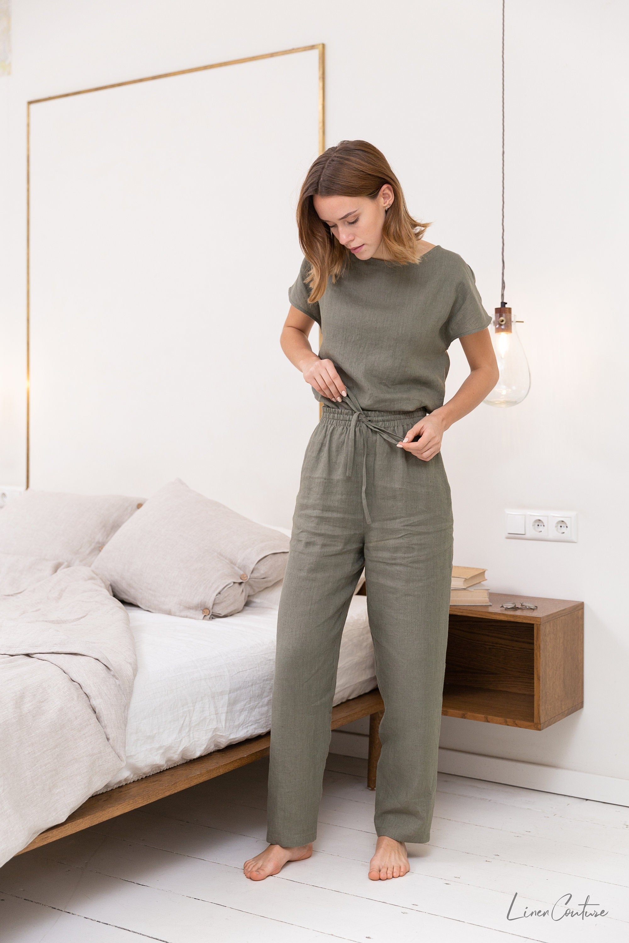 Safari Green Linen Lounge Set