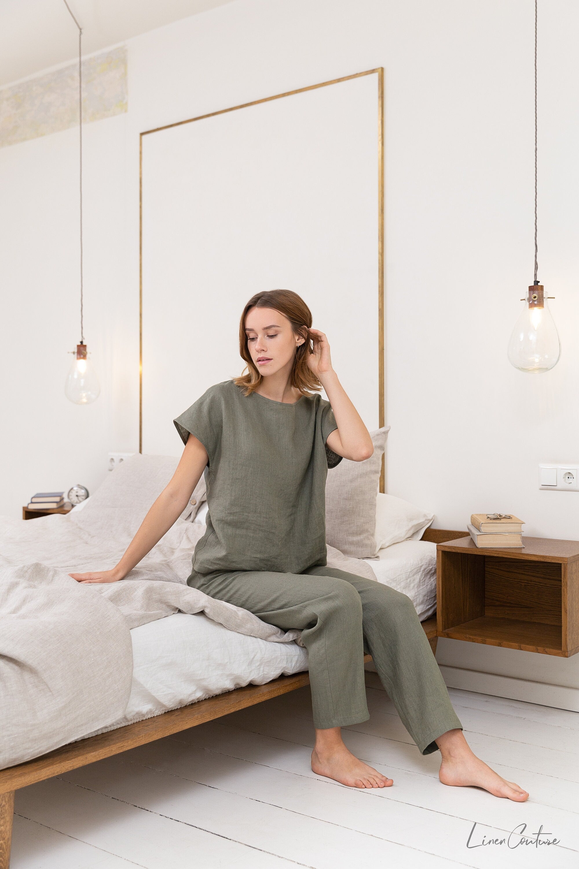 Safari Green Linen Lounge Set