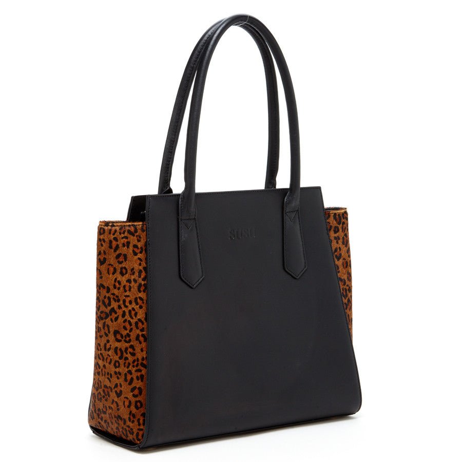 Jody Black Leather Tote Bag - BlissfulBody.Boutique