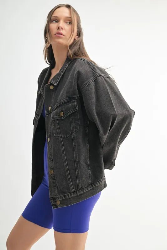 MONO B Boxy - Cut Denim Jacket - BlissfulBody.Boutique