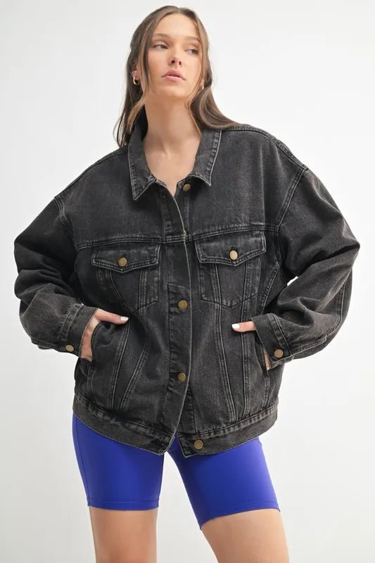 MONO B Boxy - Cut Denim Jacket - BlissfulBody.Boutique
