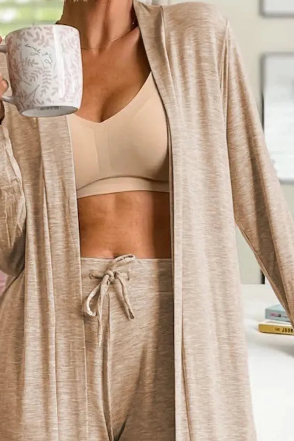 Open Front Long Sleeve Cardigan and Pants Lounge Set - BlissfulBody.Boutique