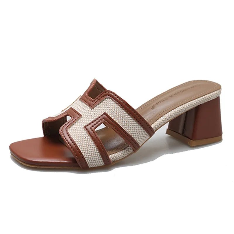 Open Toe Block Heels Sandals - BlissfulBody.Boutique