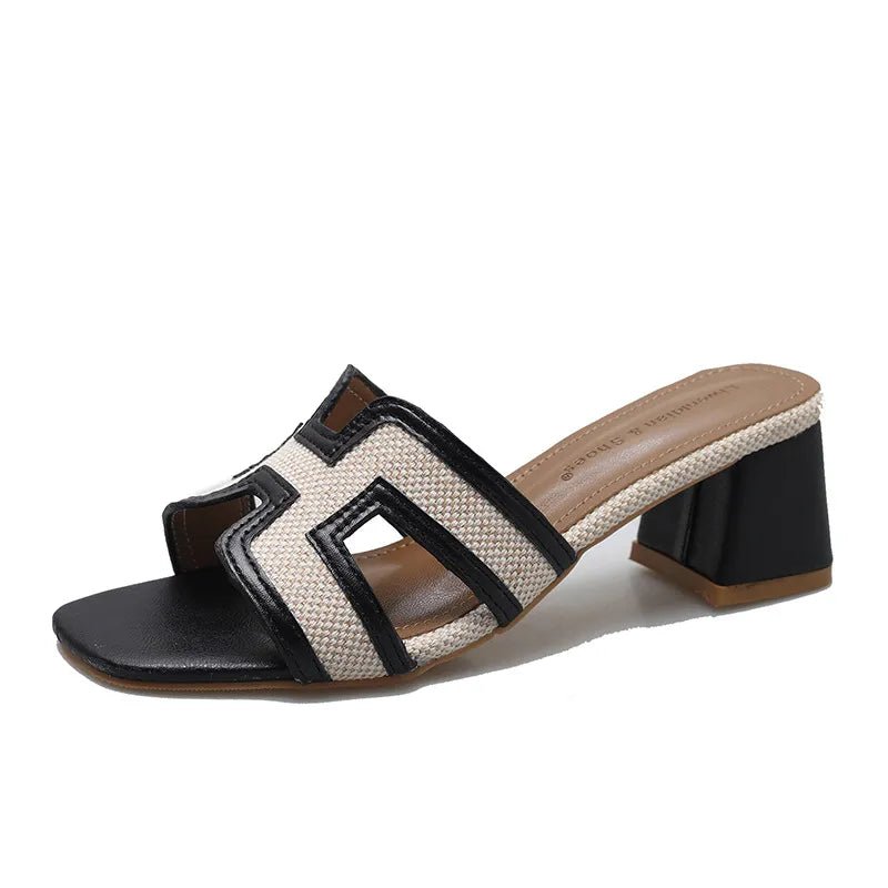 Open Toe Block Heels Sandals - BlissfulBody.Boutique