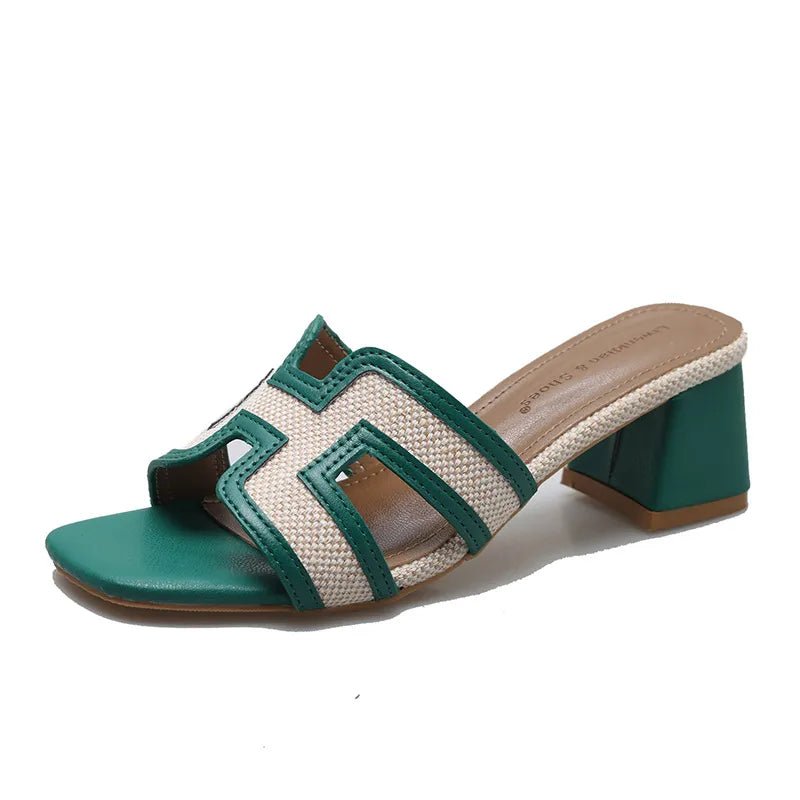 Open Toe Block Heels Sandals - BlissfulBody.Boutique