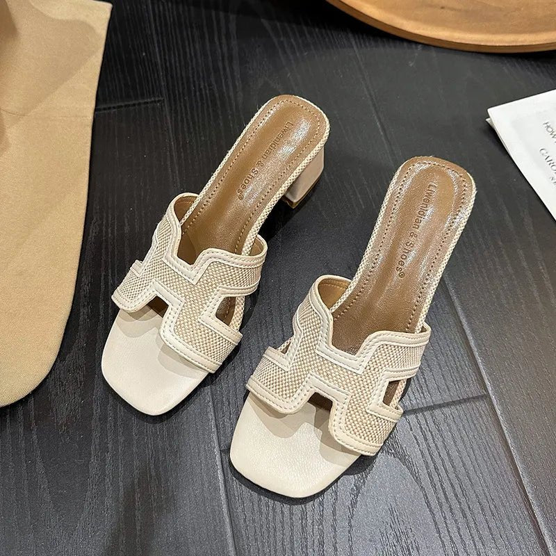Open Toe Block Heels Sandals - BlissfulBody.Boutique