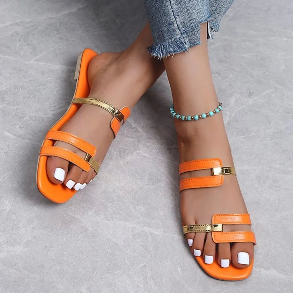 Open Toe Flats Sandals - BlissfulBody.Boutique