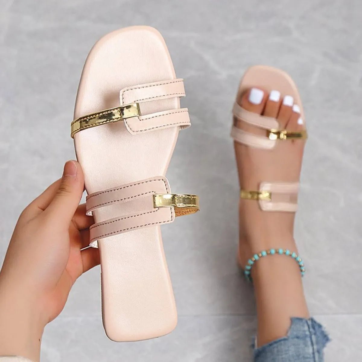 Open Toe Flats Sandals - BlissfulBody.Boutique