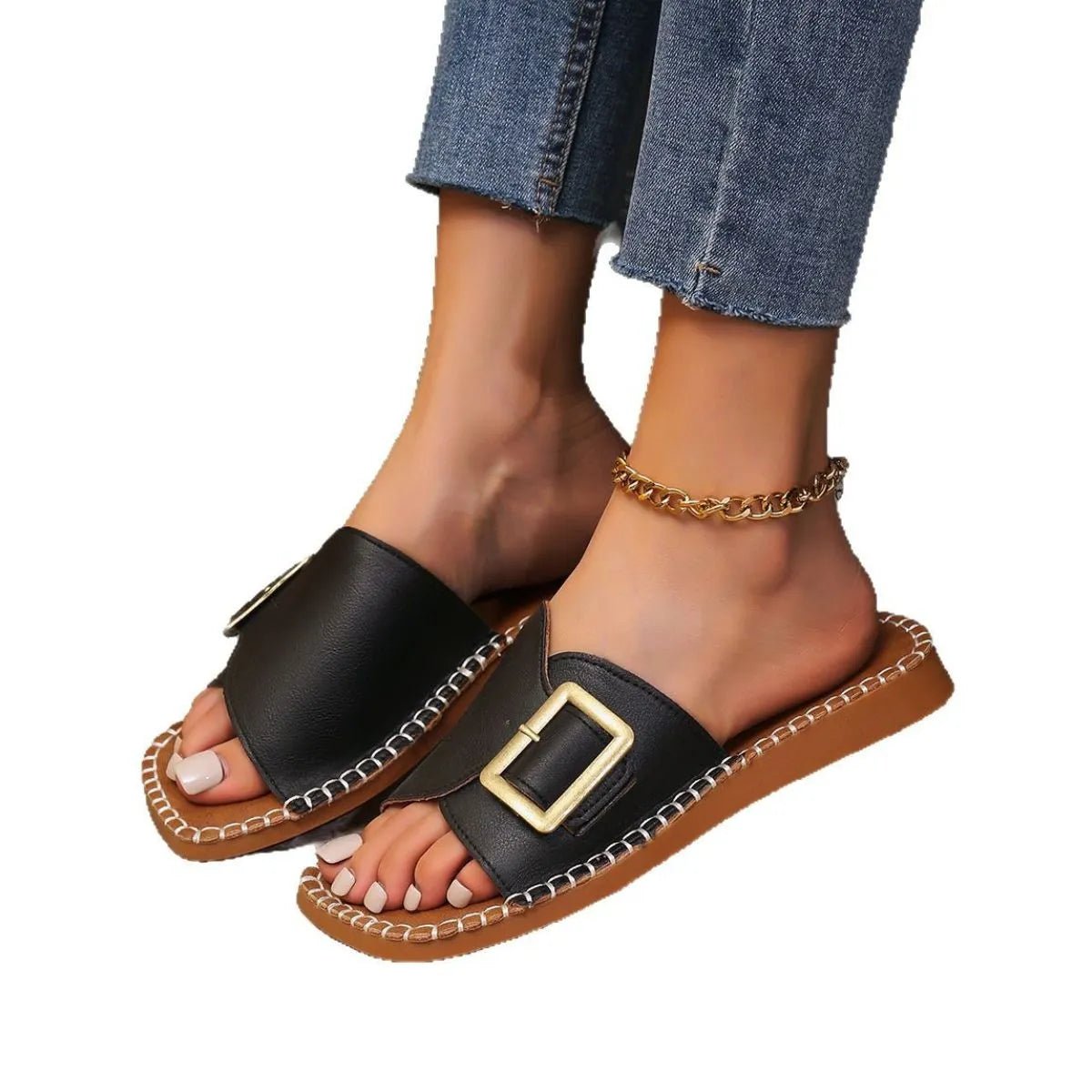 Open Toe Flats Sandals - BlissfulBody.Boutique