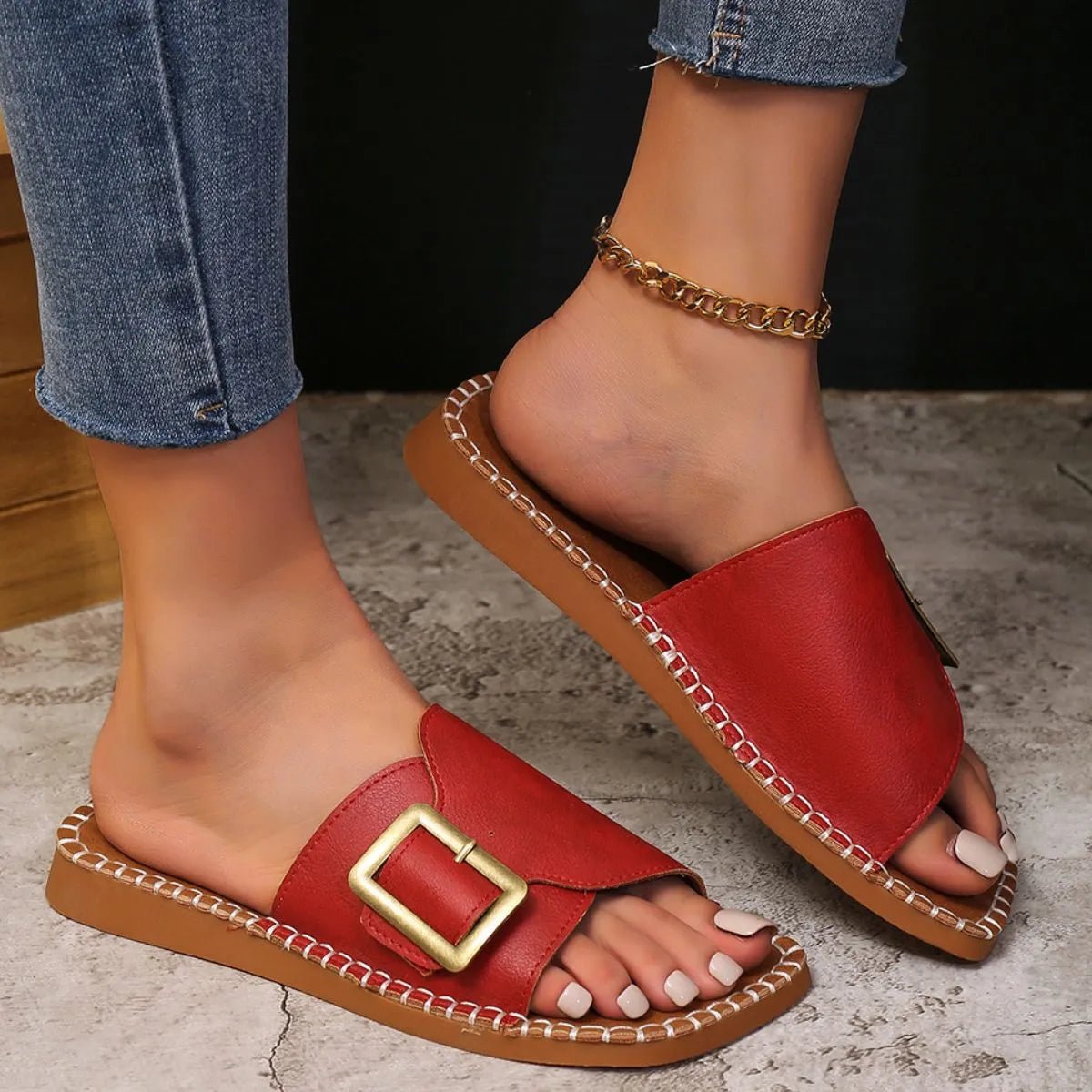 Open Toe Flats Sandals - BlissfulBody.Boutique