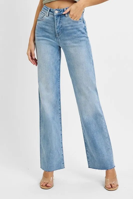 RISEN Tummy Control Rise Straight Jeans - BlissfulBody.Boutique