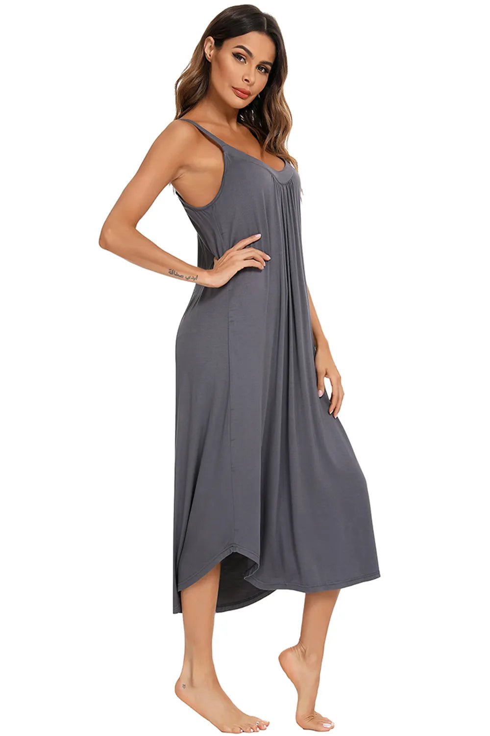 V - Neck Midi Lounge Dress - BlissfulBody.Boutique