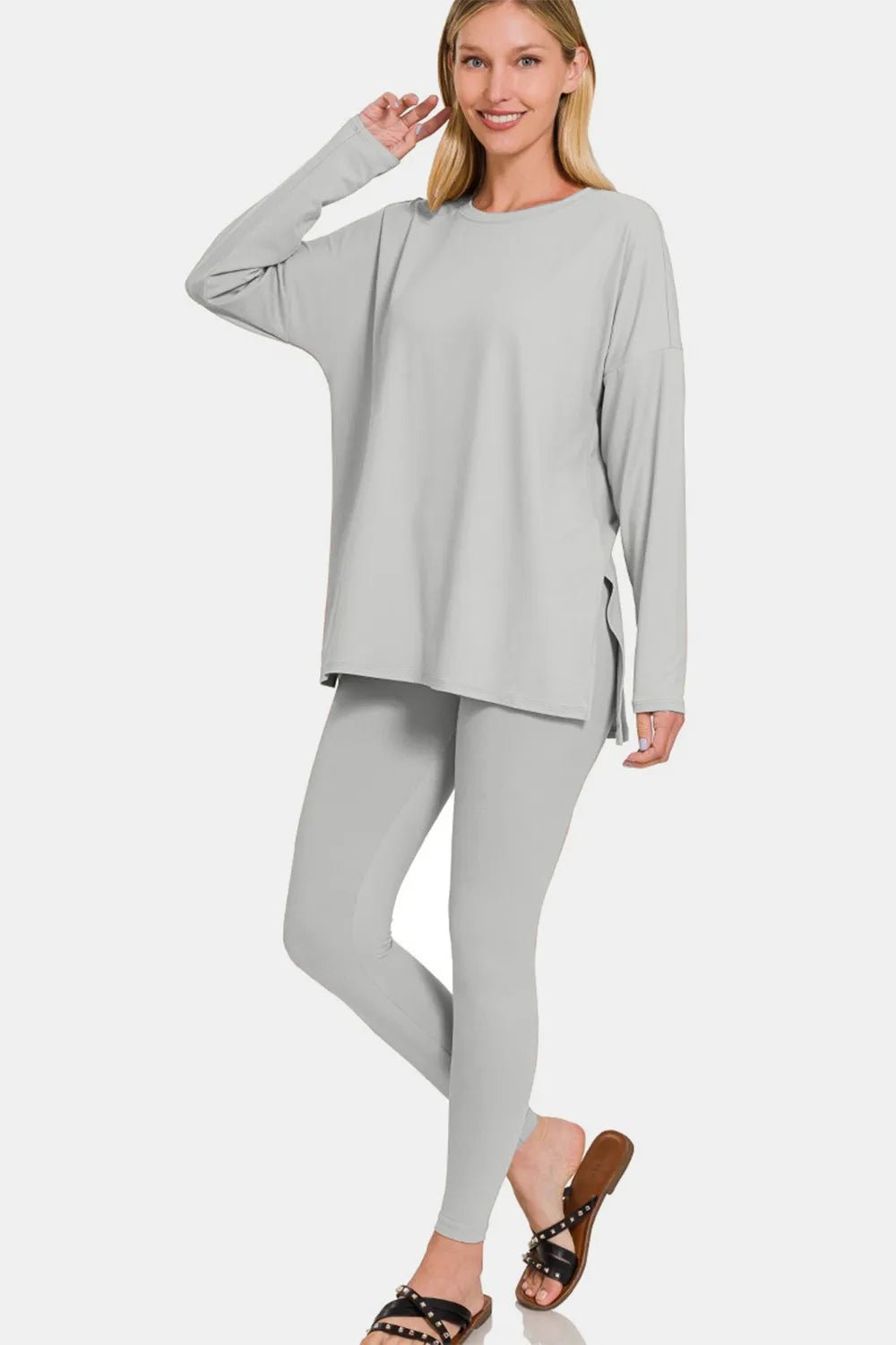 Zenana Full Size Brushed Microfiber Top and Leggings Lounge Set - BlissfulBody.Boutique